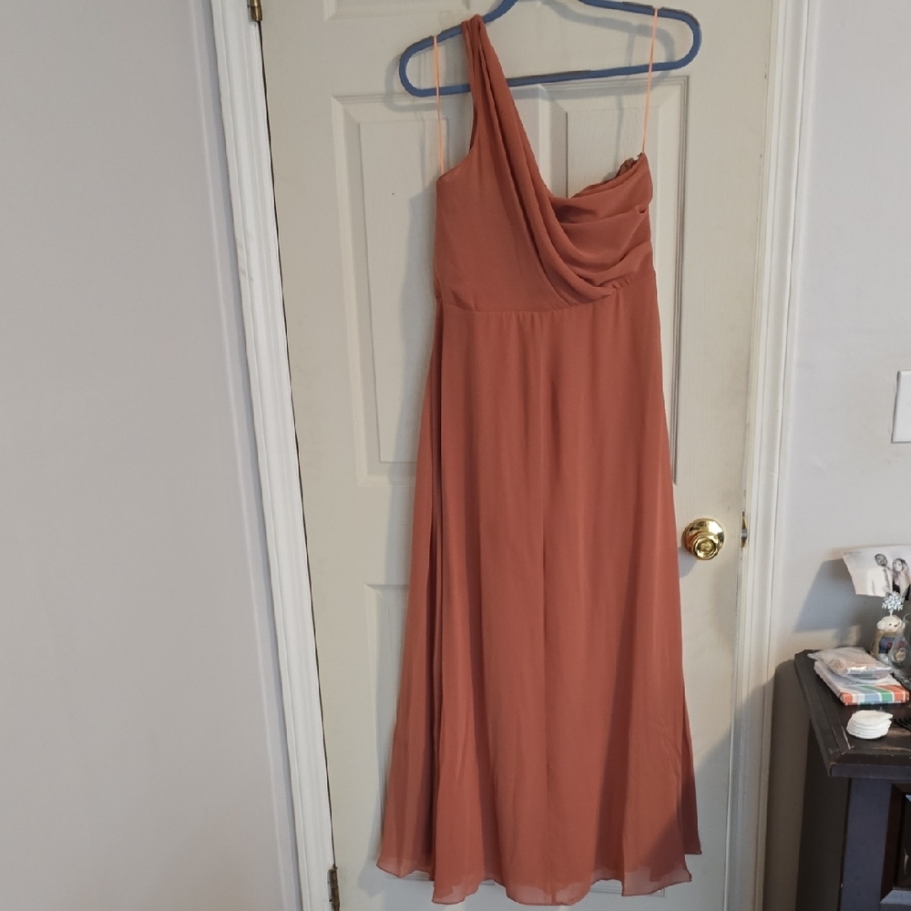 Birdy Grey One-Shoulder Terracotta Dress - Picture 4 of 7